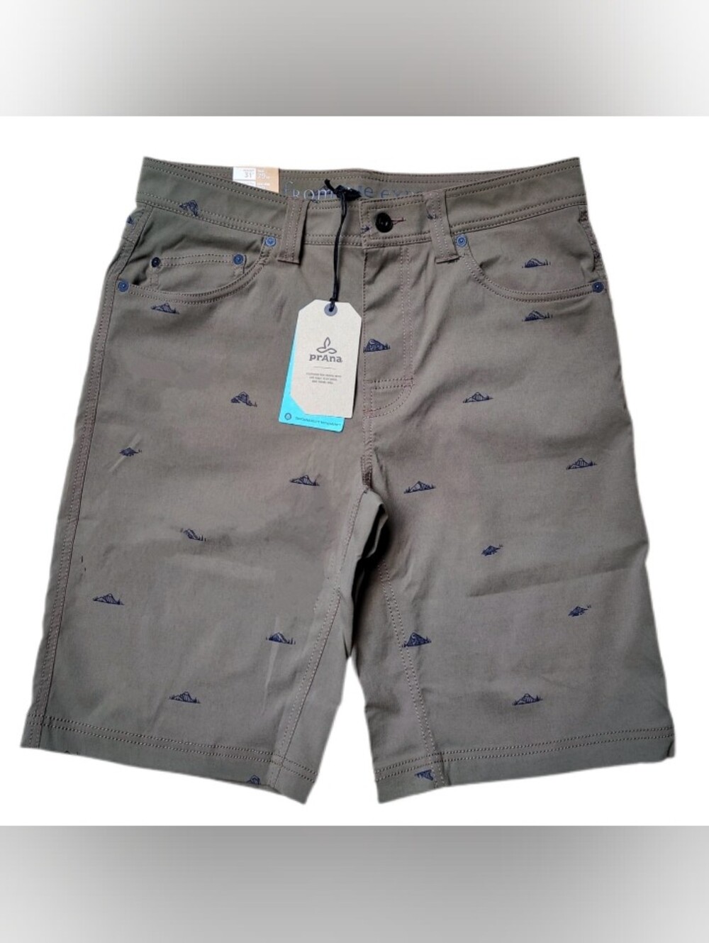 prAna Brion Shorts 31x11 ORIGINAL Zion Hiking Technical Mountain Gray Brown Mens